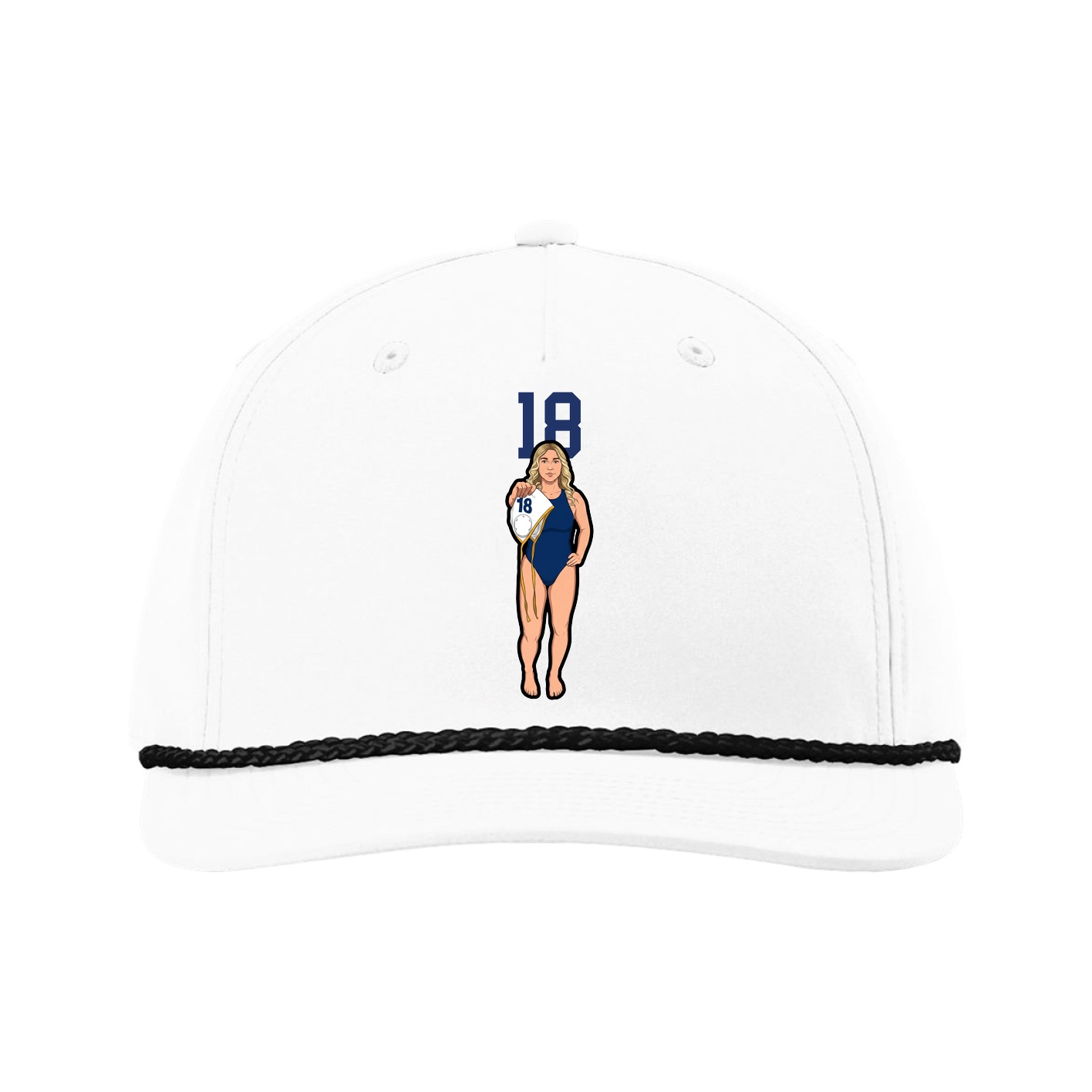 Five-Panel Classic Rope Cap — Number Top in White