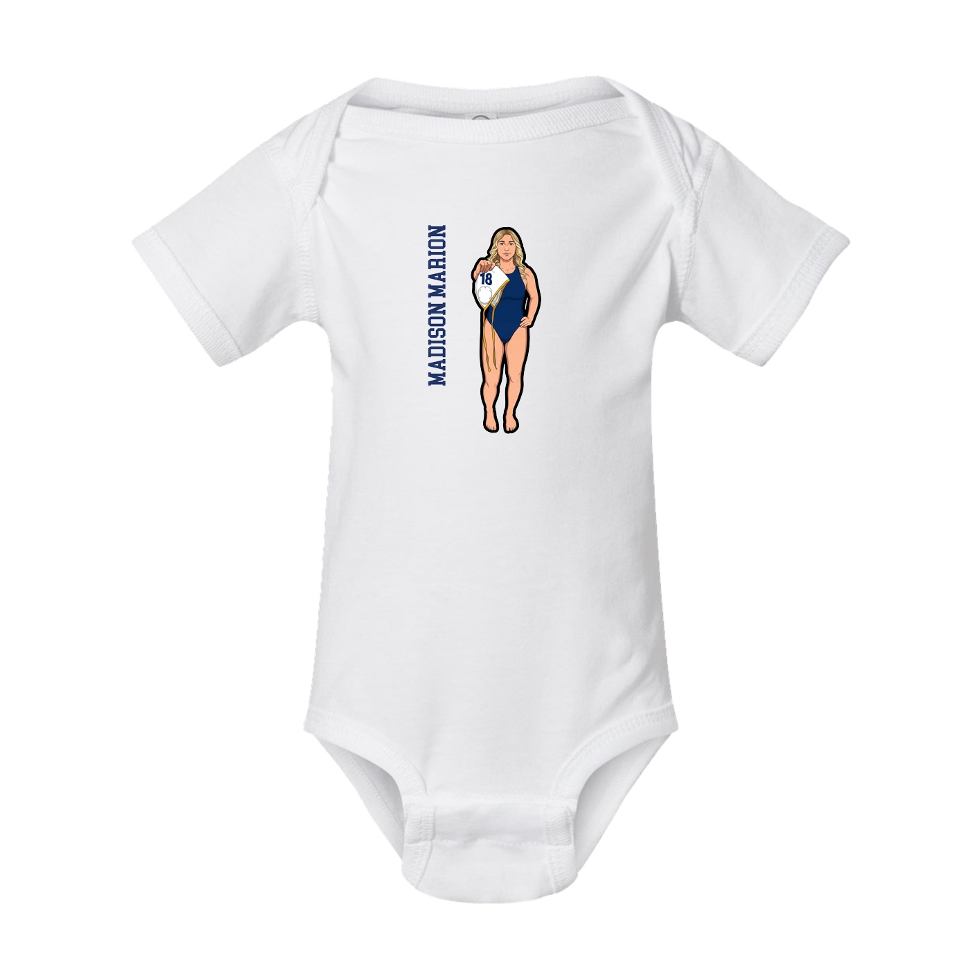 Baby Onesie — Name Vertical in White