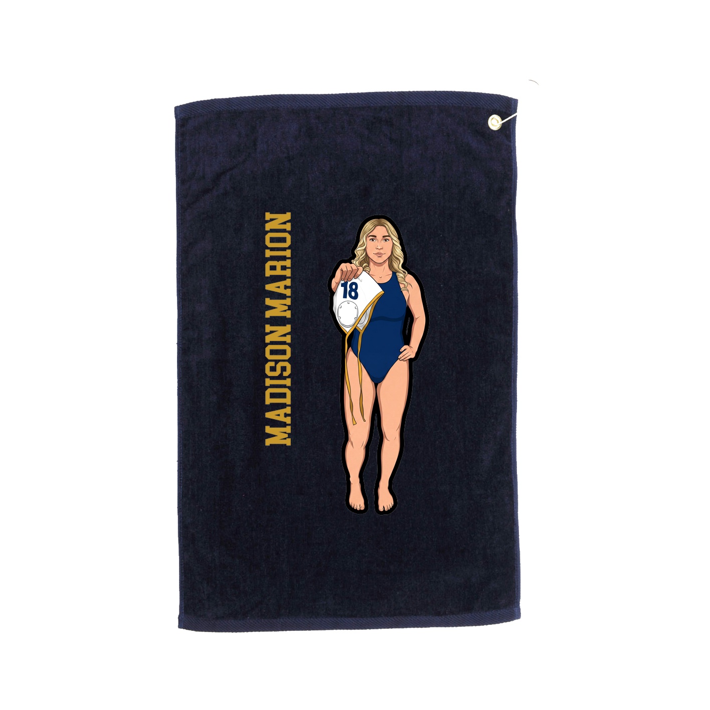 Golf Towel — Name Vertical in Navy