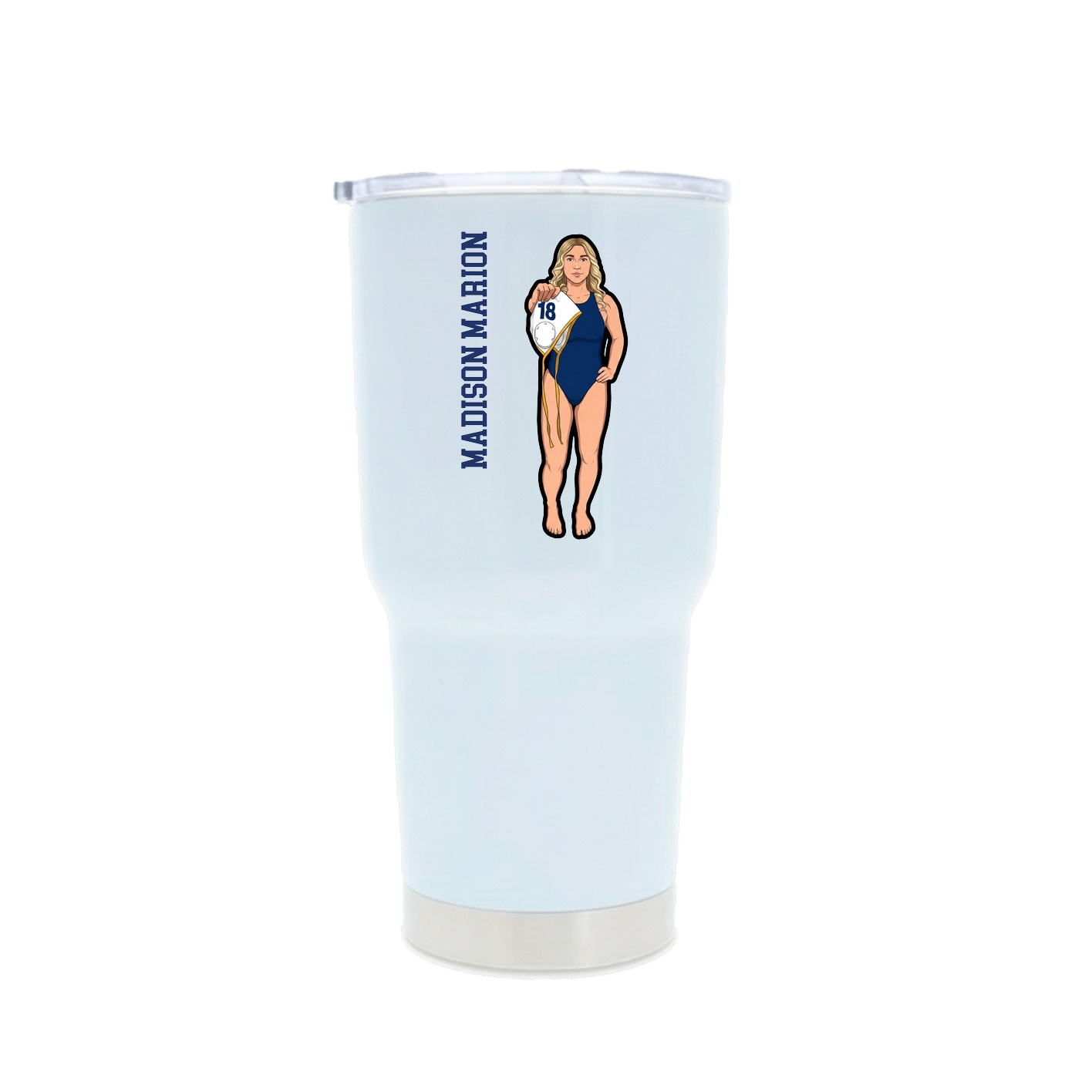 30oz Stainless Steel Tumbler — Name Vertical in White