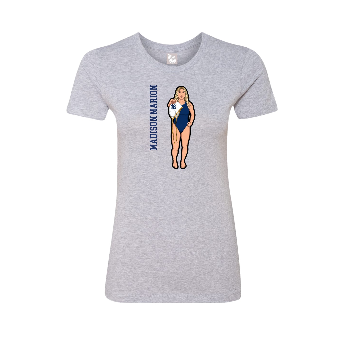 Fitted Women's Tee — Name Vertical in Grey
