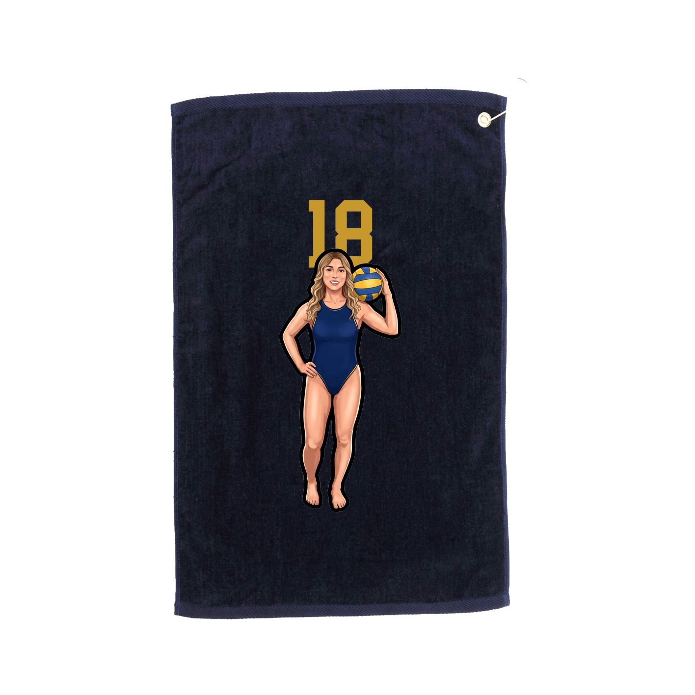 Golf Towel — Number Top in Navy