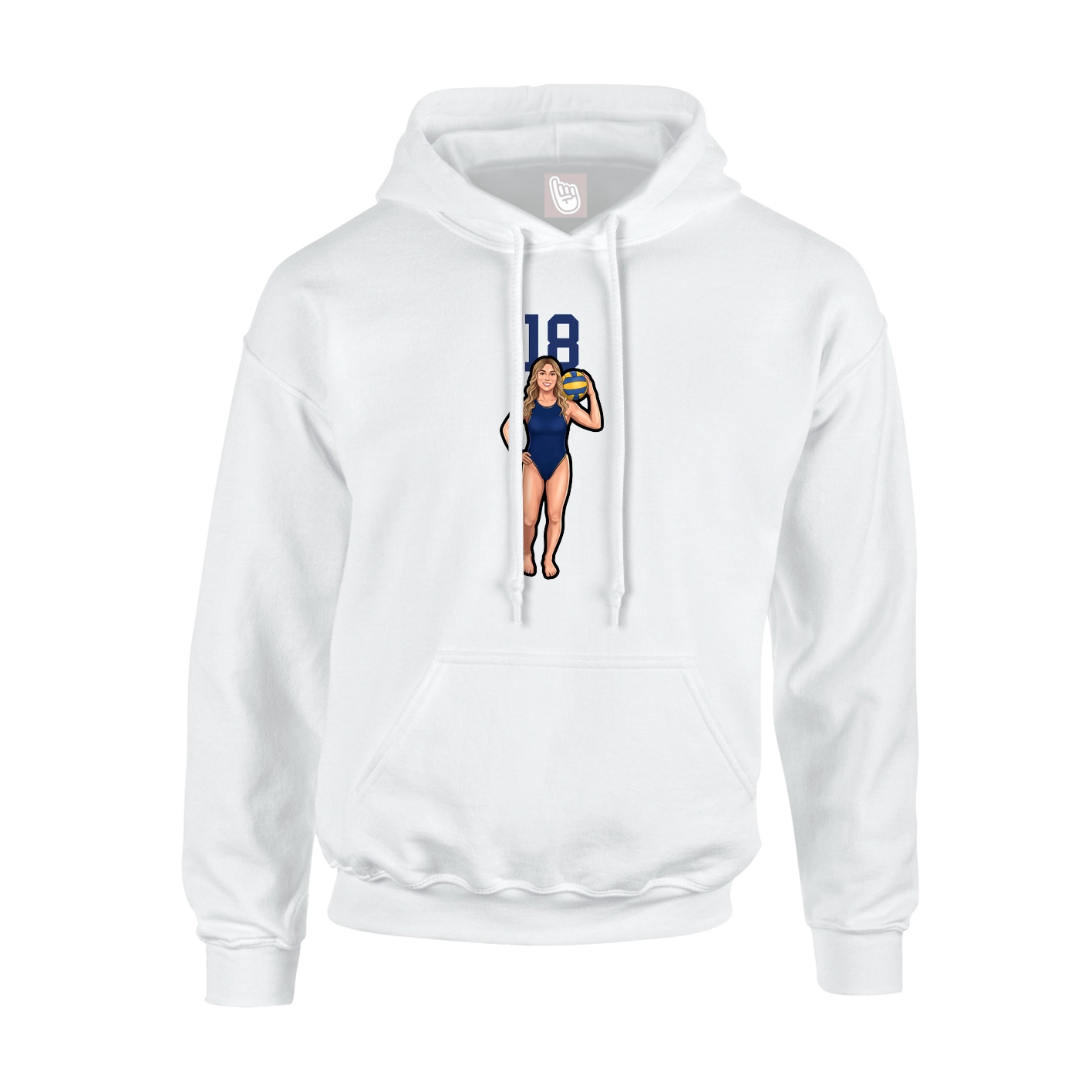 Youth Hoodie — Number Top in White