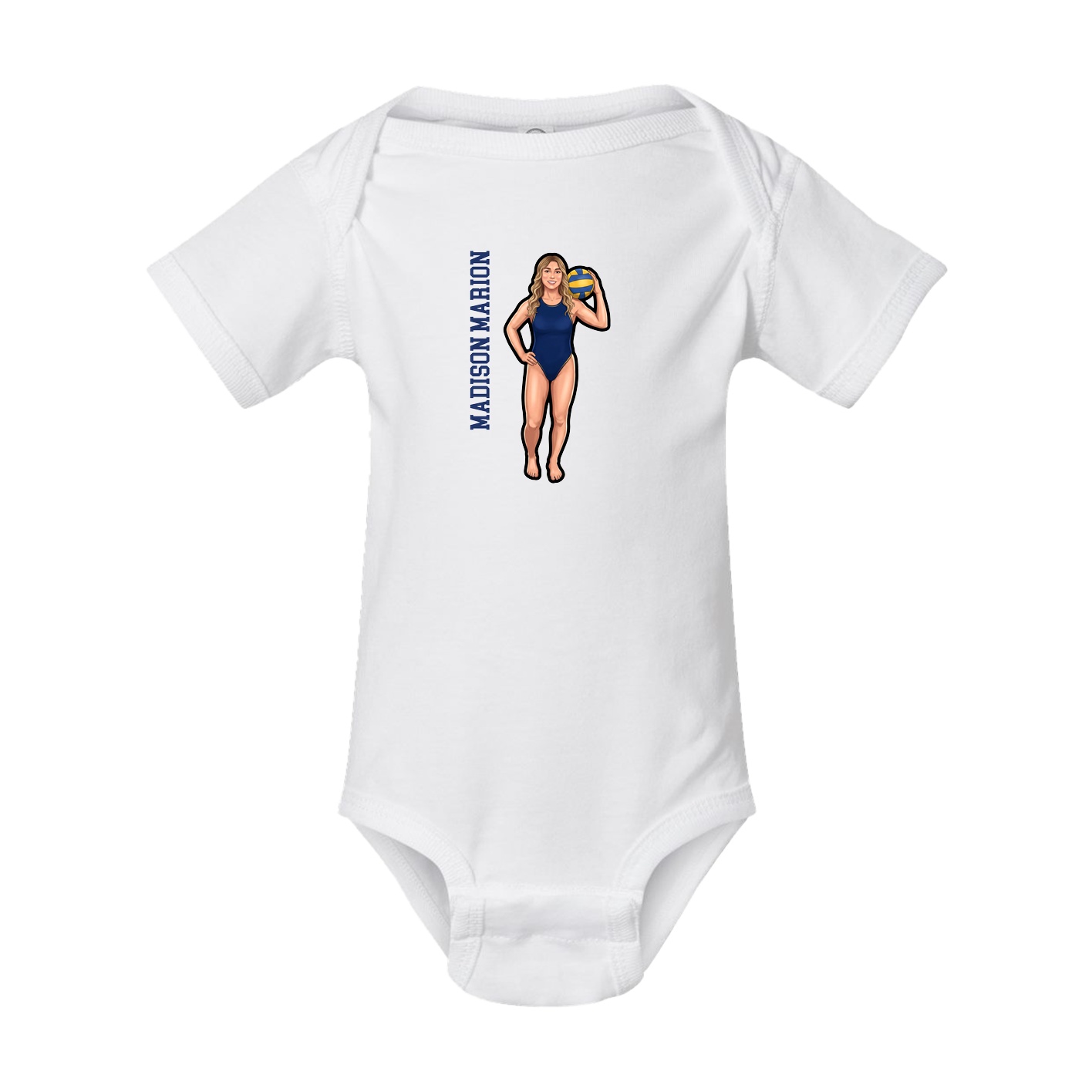 Baby Onesie — Name Vertical in White