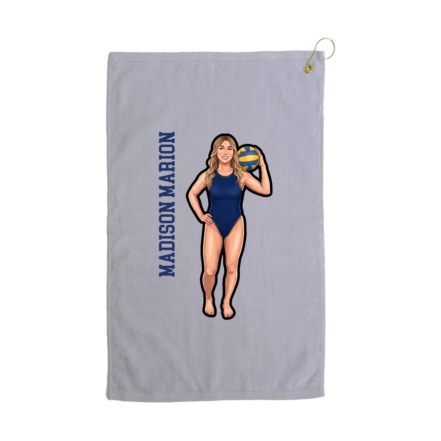 Golf Towel — Name Vertical in Grey