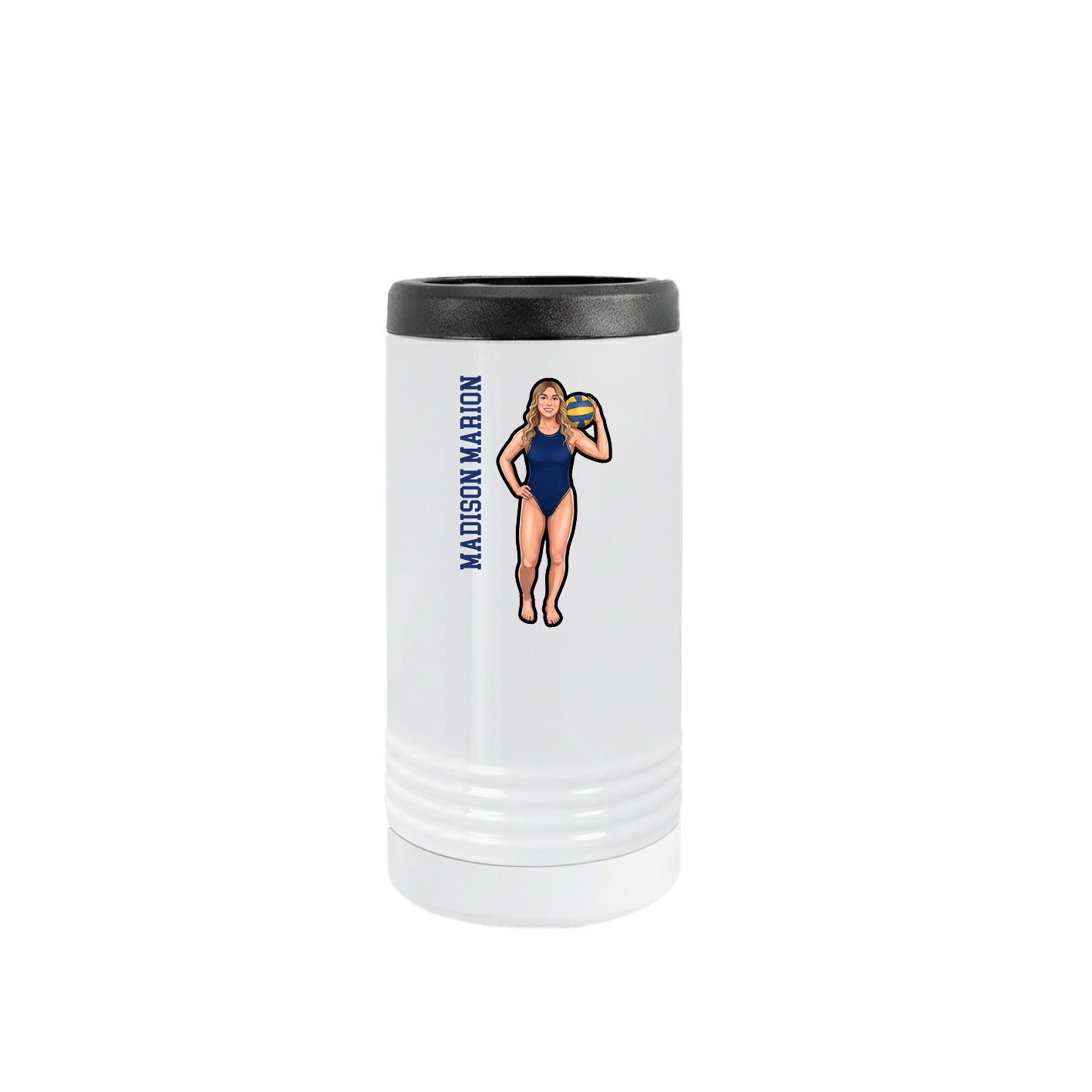 Slim Beverage Holder — Name Vertical in White