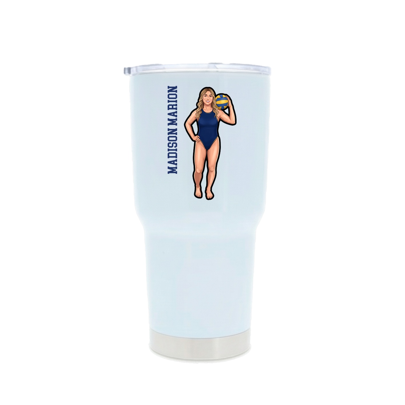 30oz Stainless Steel Tumbler — Name Vertical in White