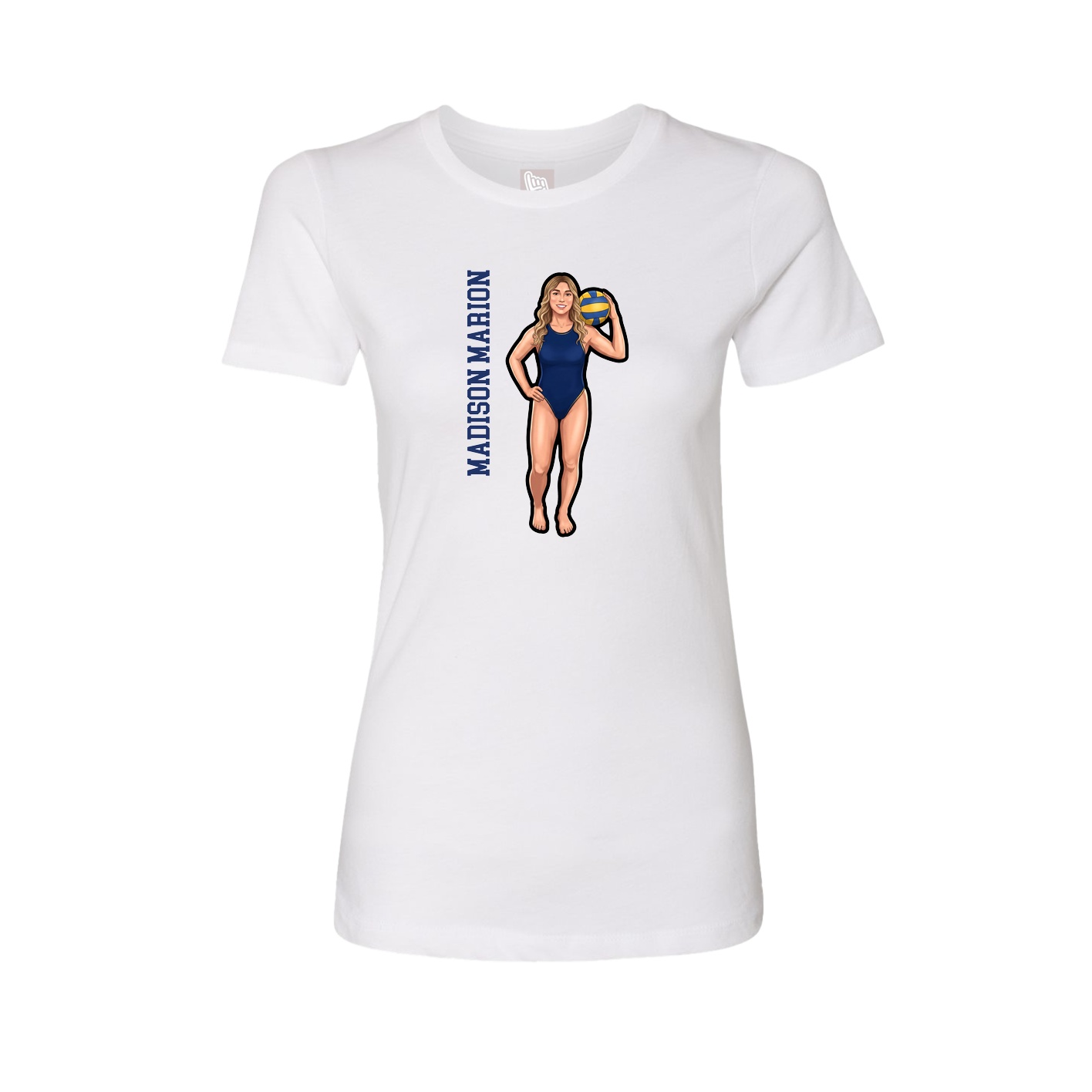 Womens Tee — Name Vertical in White