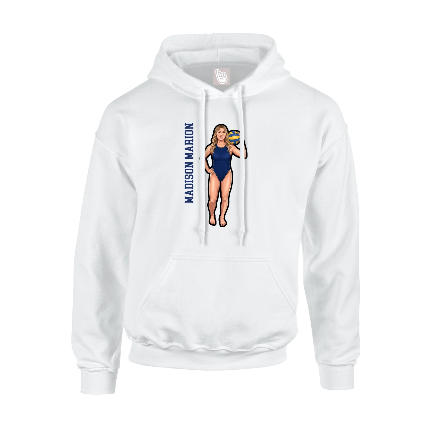 Youth Hoodie — Name Vertical in White