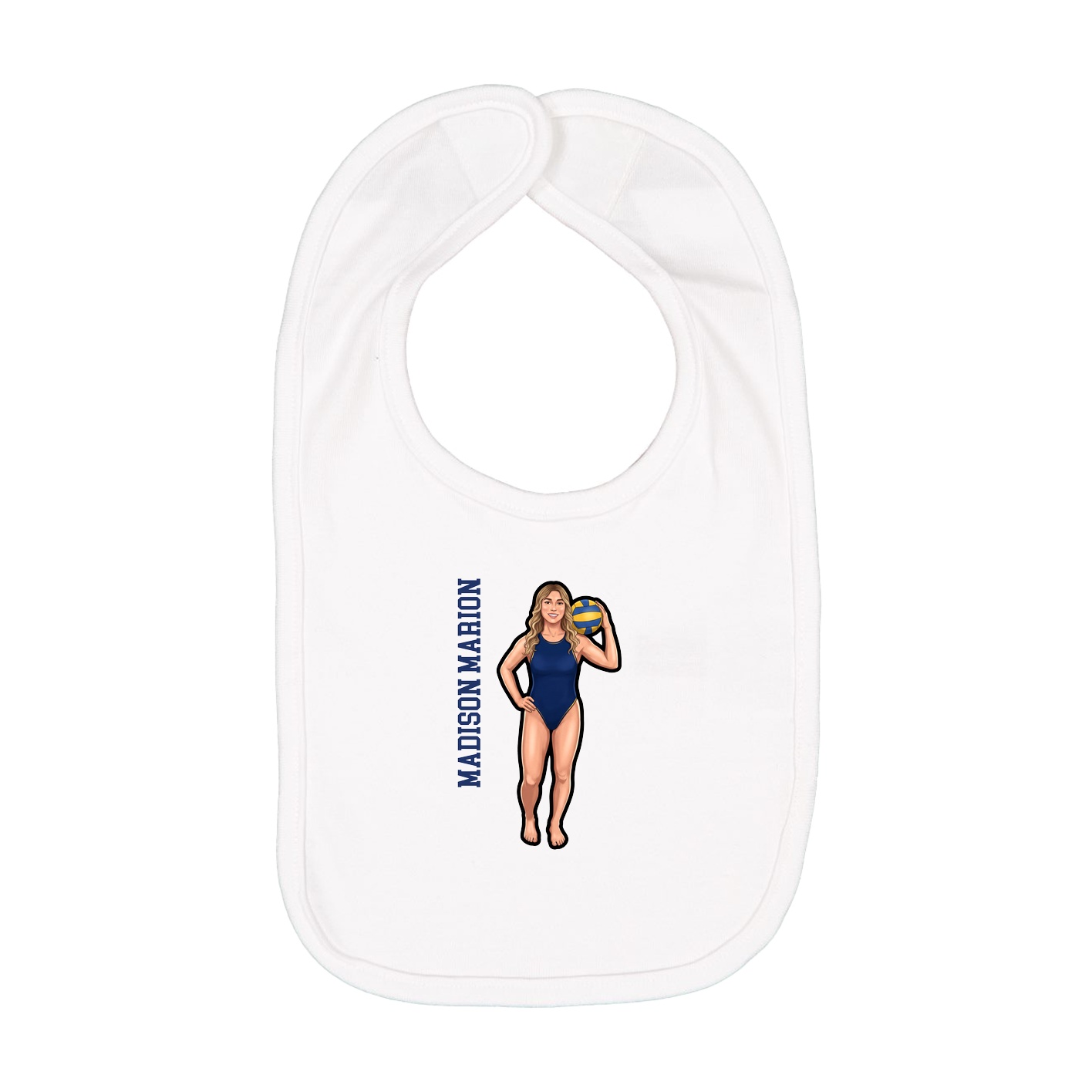 Infant Bib — Name Vertical in White