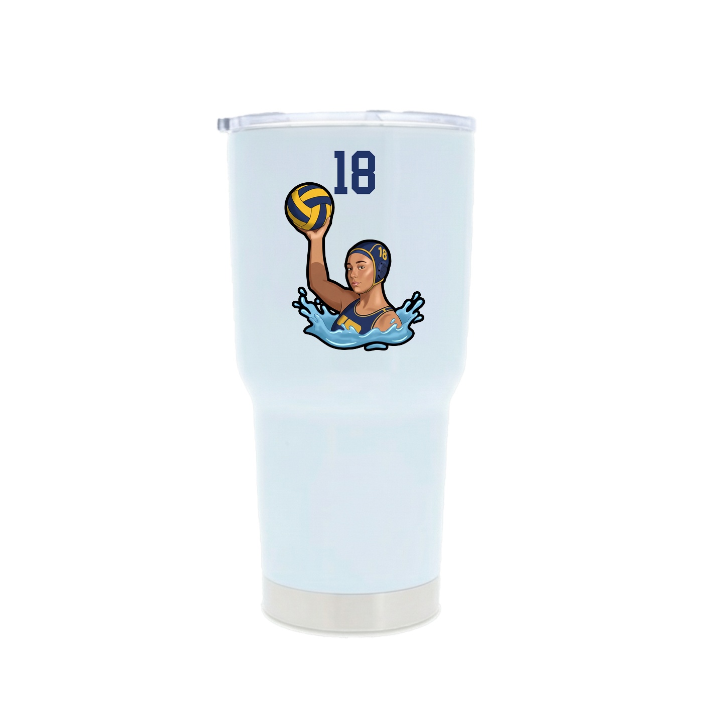 30oz Stainless Steel Tumbler — Number Top in White