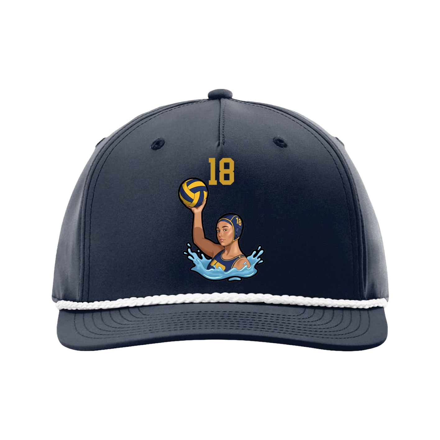 Five-Panel Classic Rope Cap — Number Top in Navy