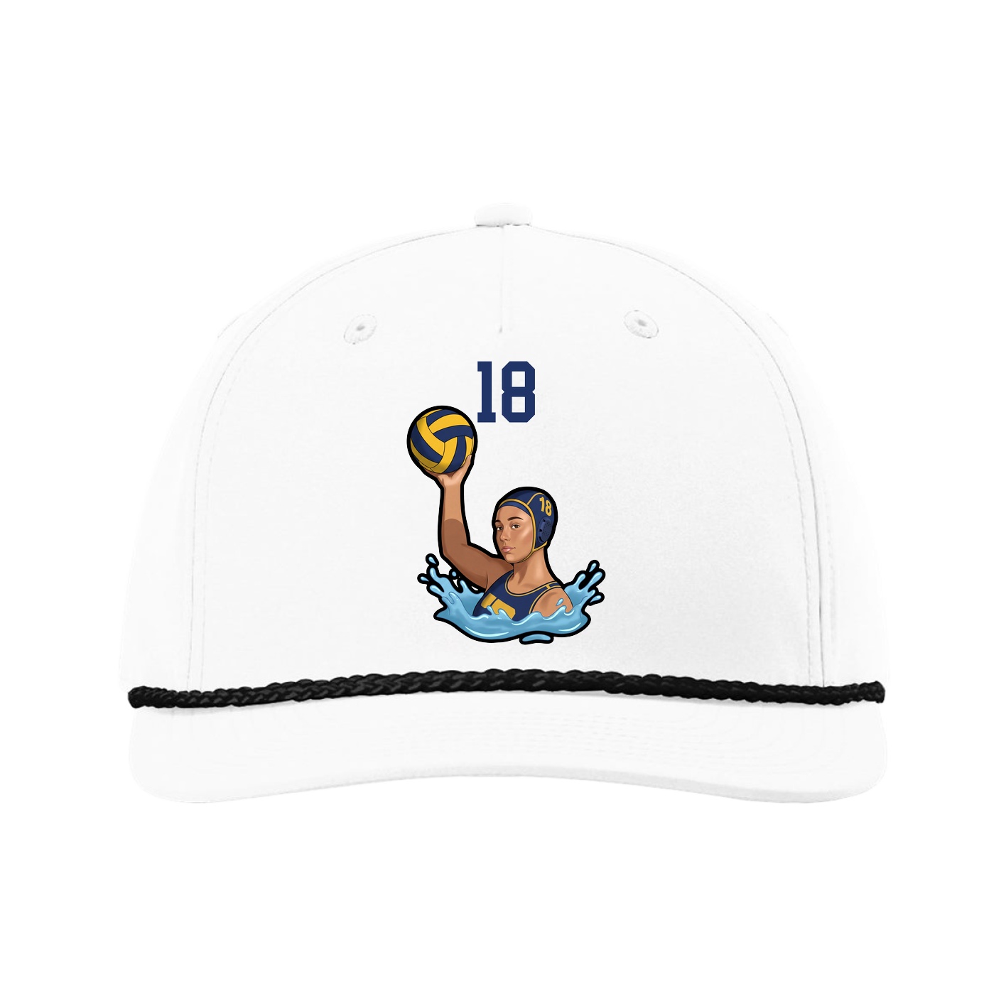 Five-Panel Classic Rope Cap — Number Top in White