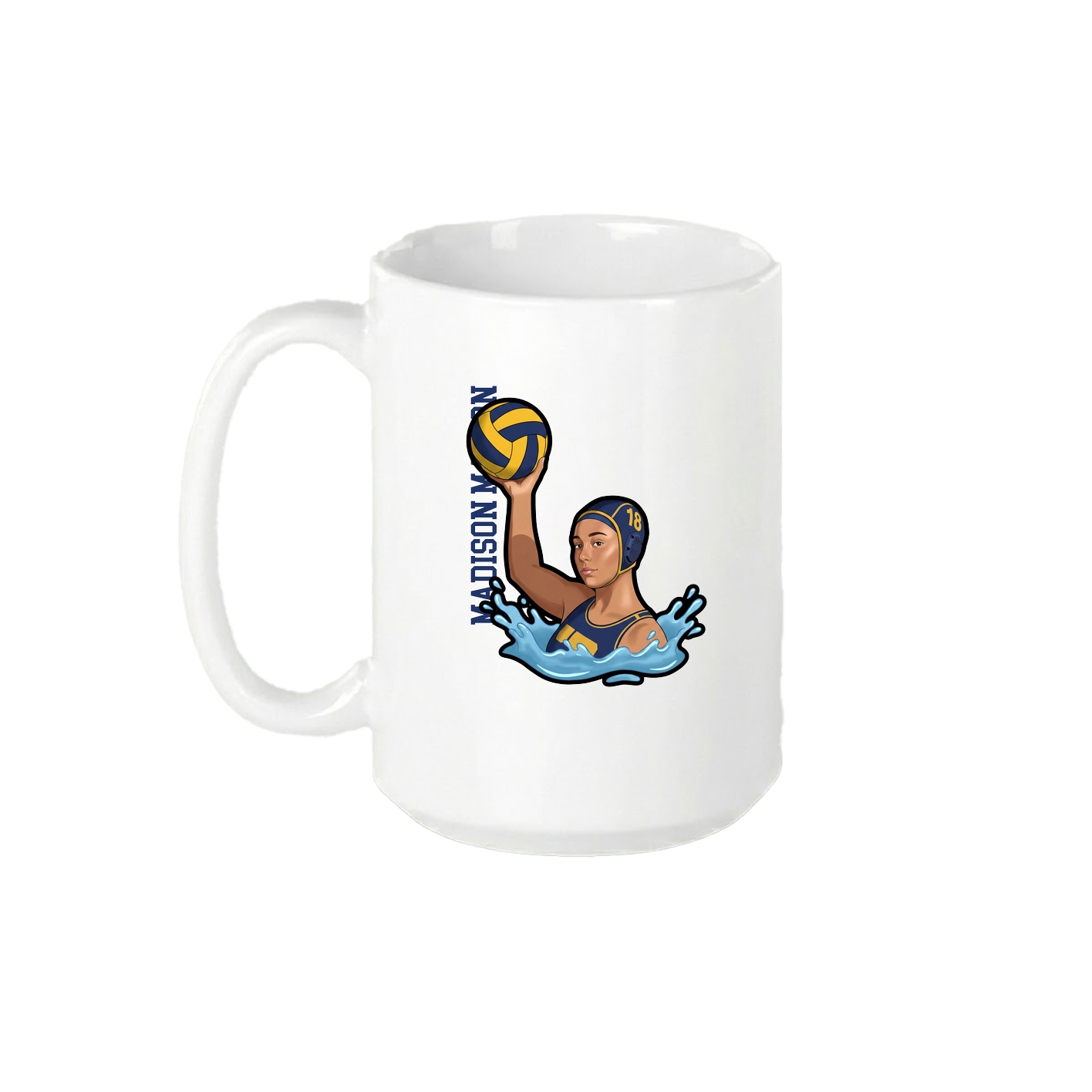 15oz Coffee Mug — Name Vertical in White