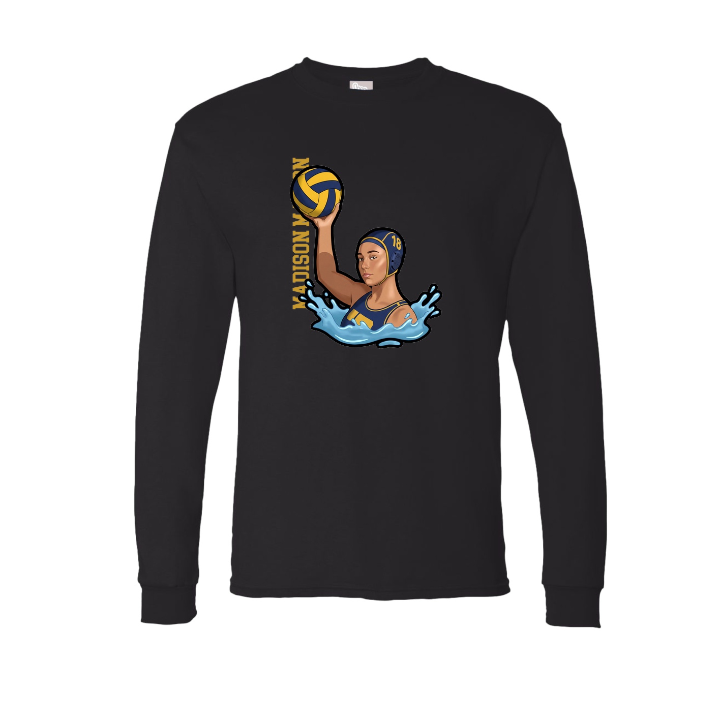 Long Sleeve Tee — Name Vertical in Black