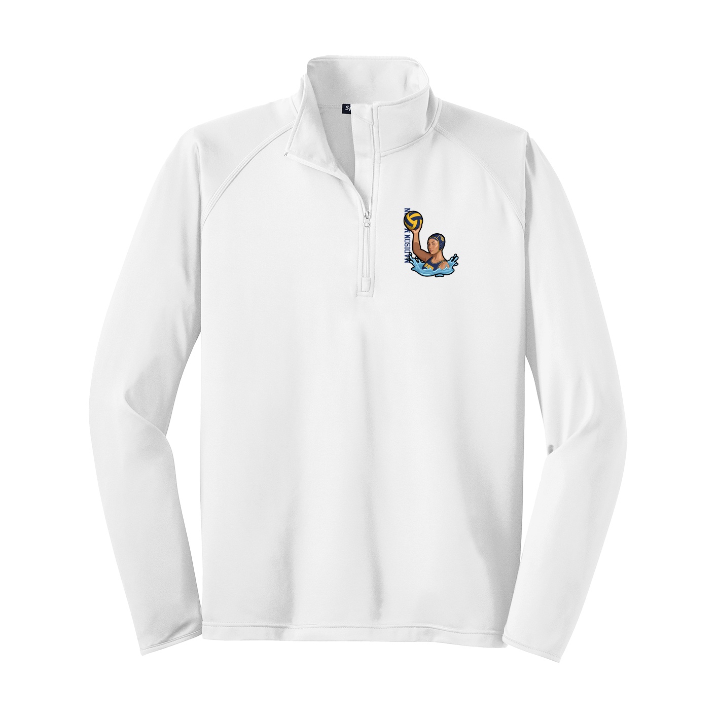 Q-Zip Pullover — Name Vertical in White