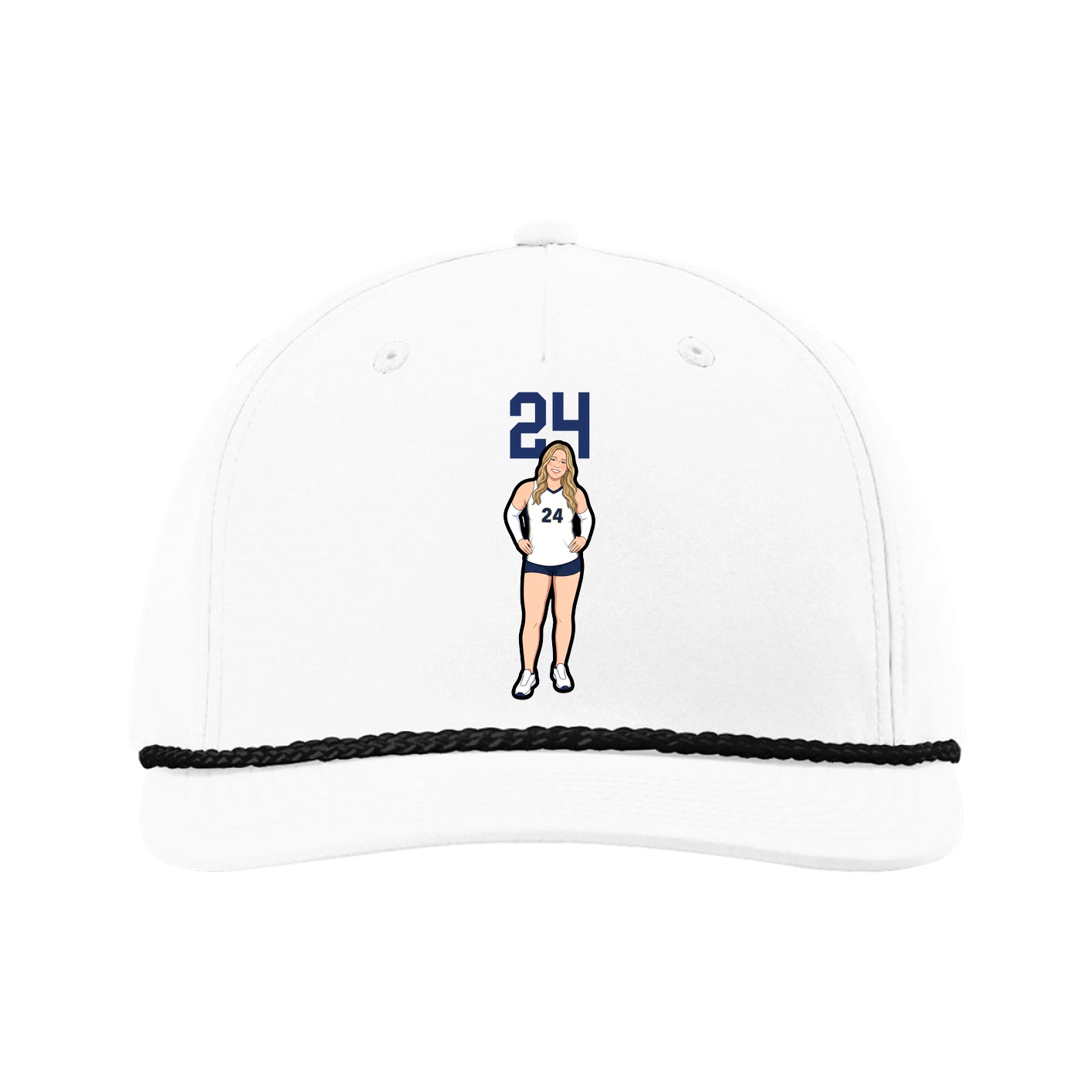 Five-Panel Classic Rope Cap — Number Top in White