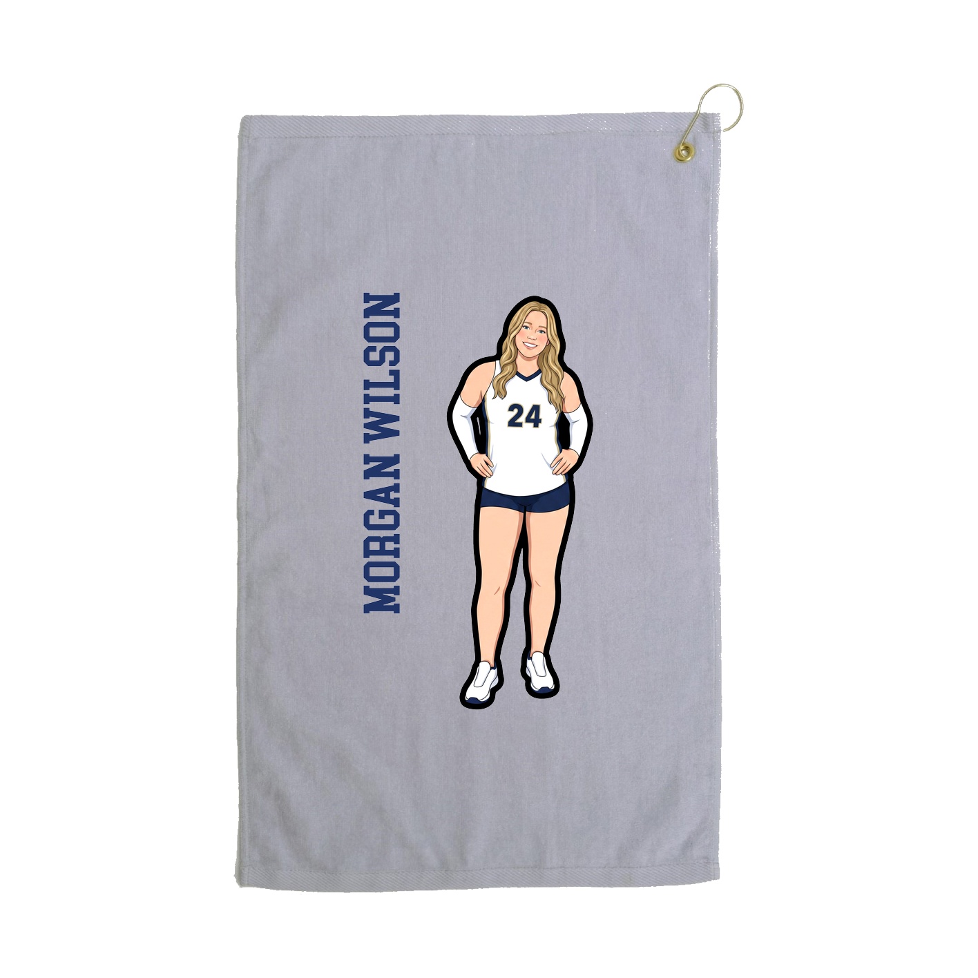 Golf Towel — Name Vertical in Grey
