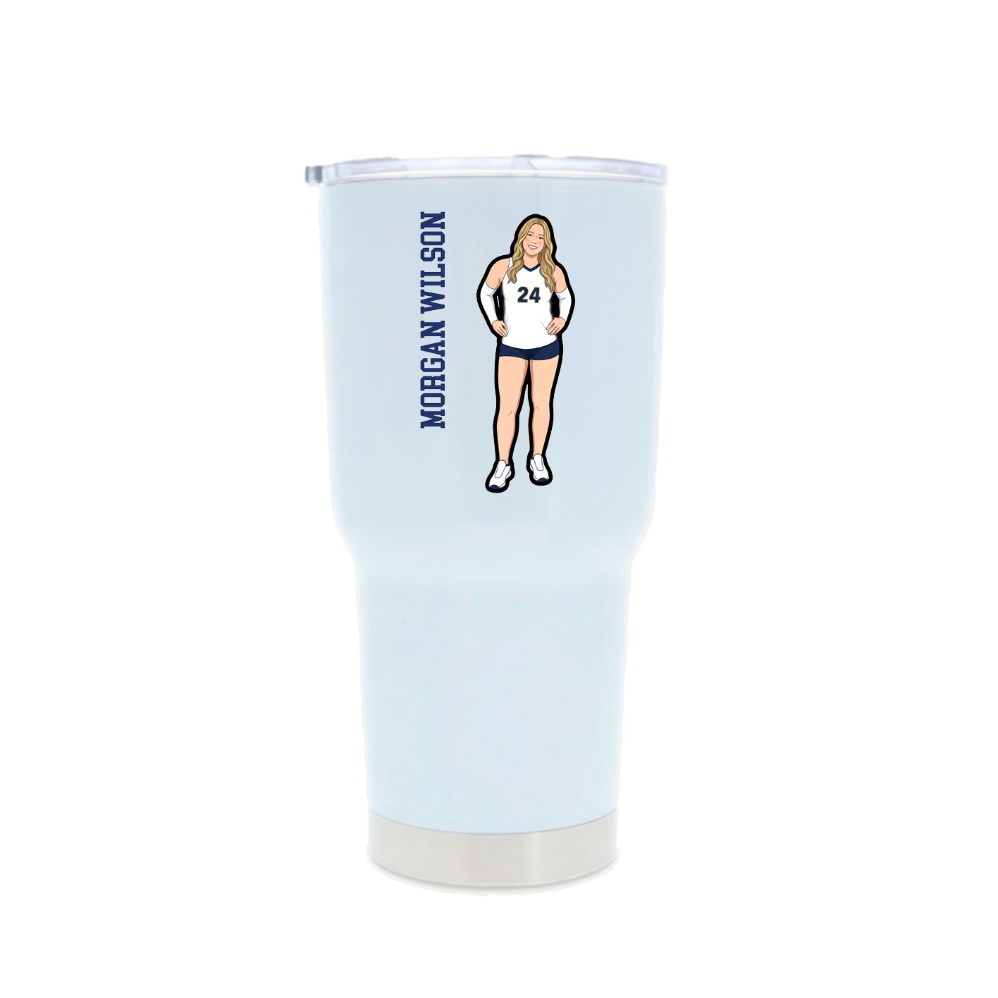 30oz Stainless Steel Tumbler — Name Vertical in White