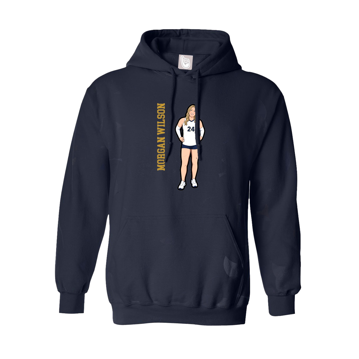 Youth Hoodie — Name Vertical in Navy
