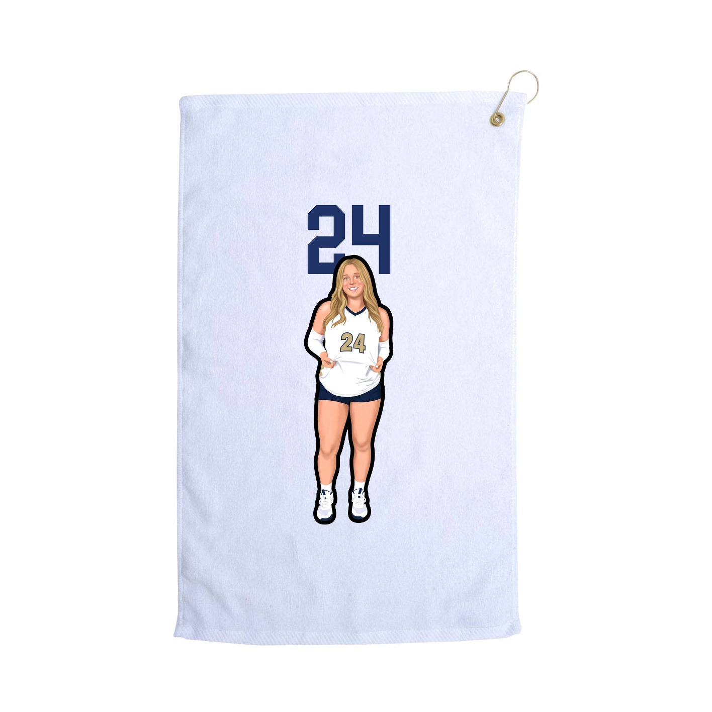 Golf Towel — Number Top in White
