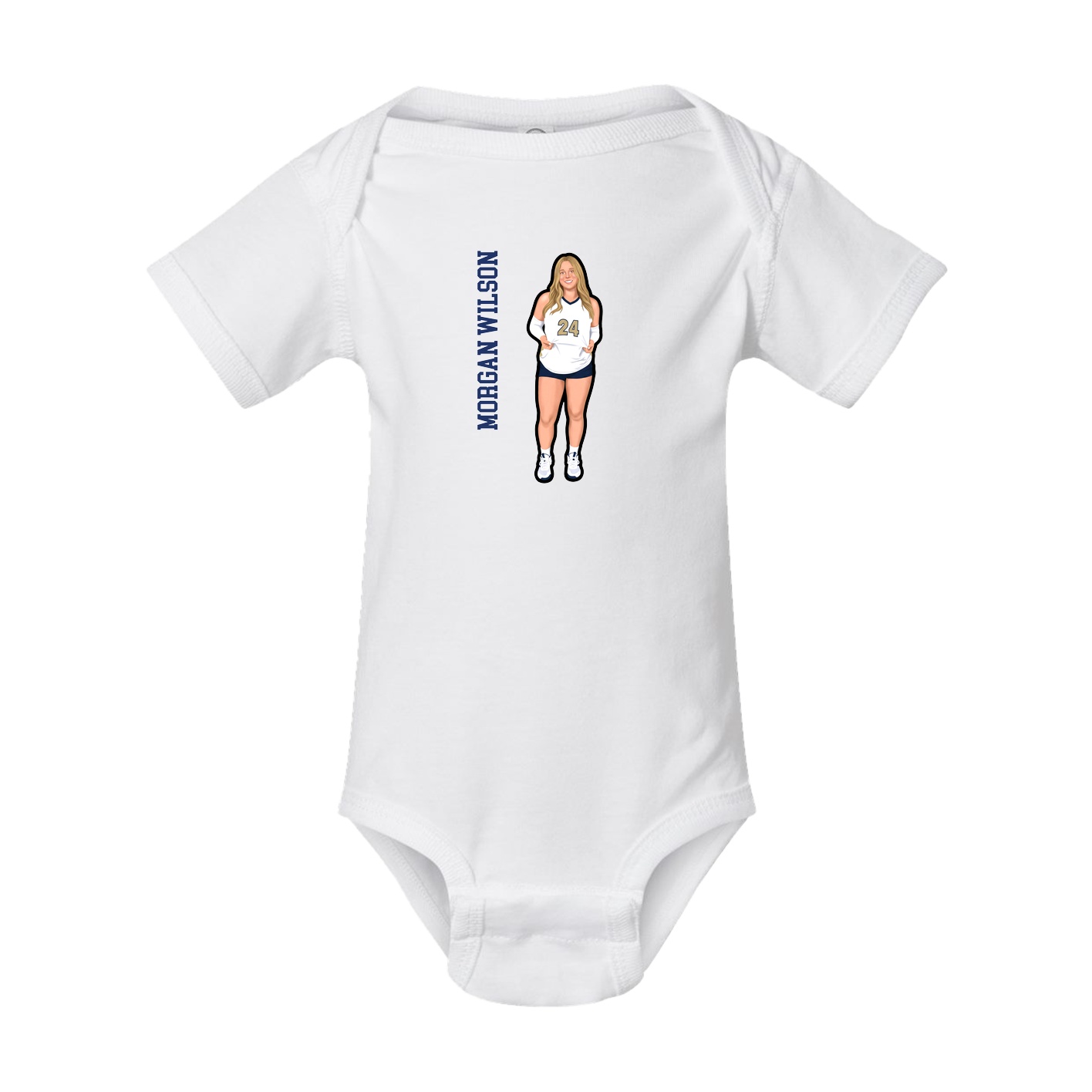 Baby Onesie — Name Vertical in White