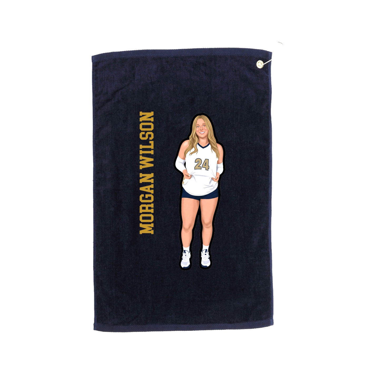 Golf Towel — Name Vertical in Navy