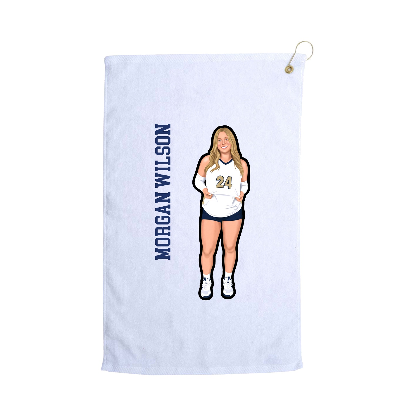 Golf Towel — Name Vertical in White