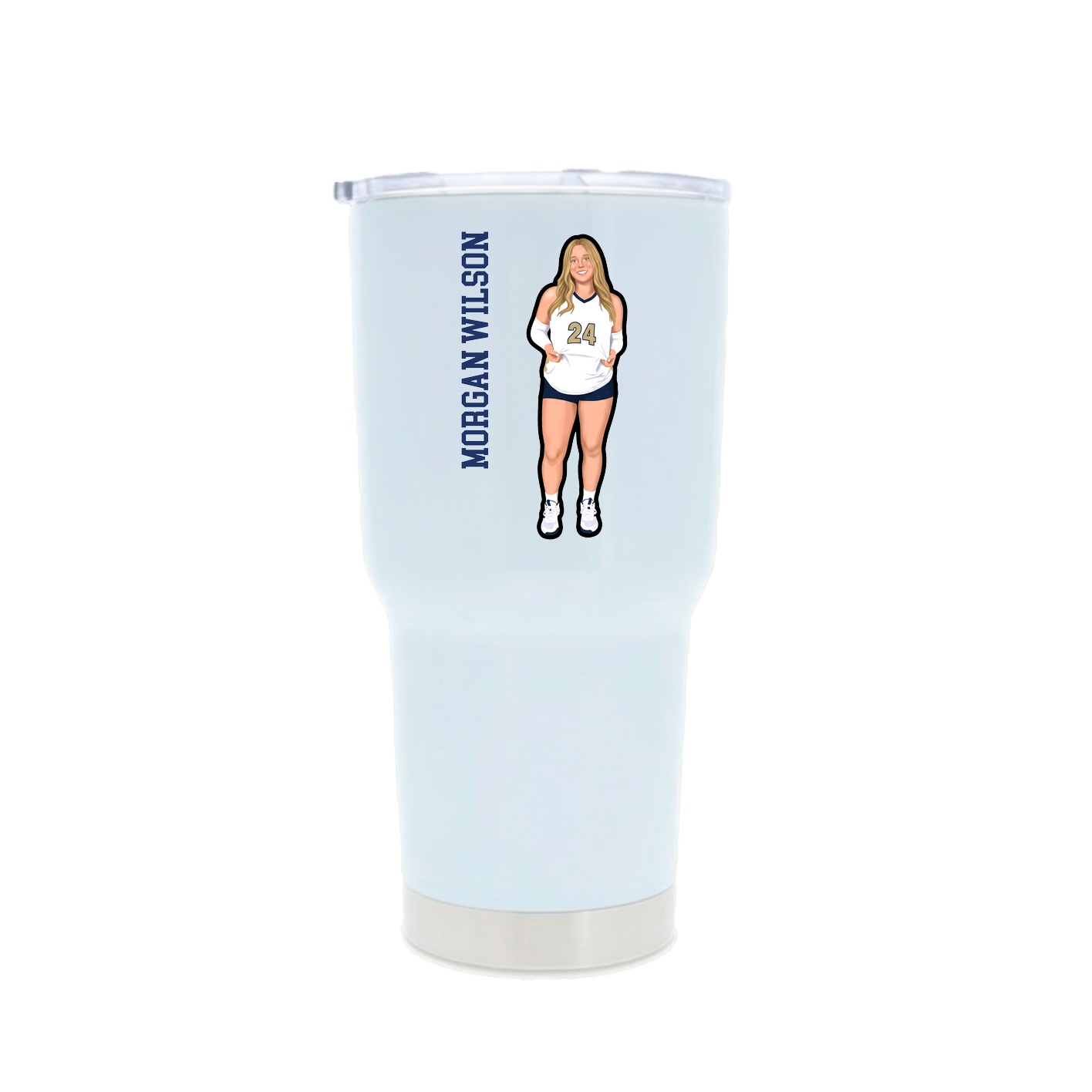 30oz Stainless Steel Tumbler — Name Vertical in White