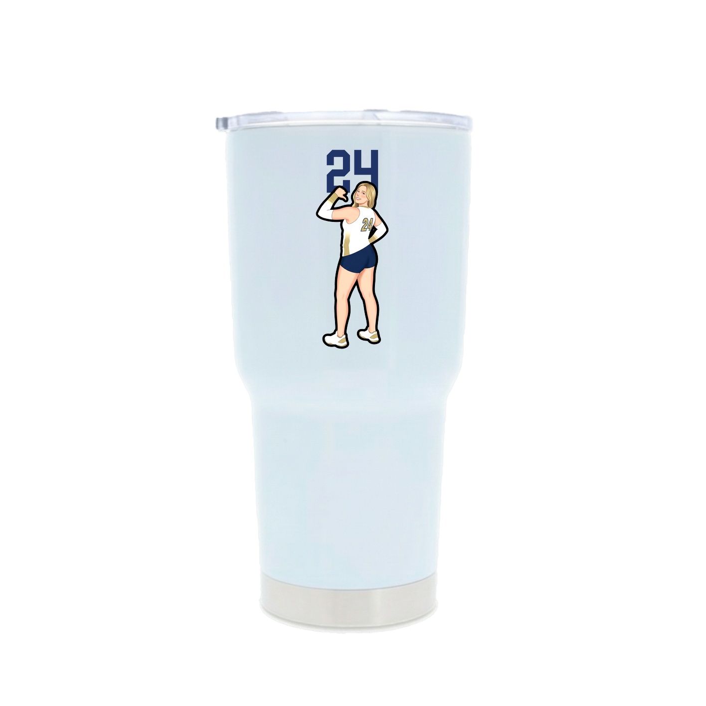 30oz Stainless Steel Tumbler — Number Top in White