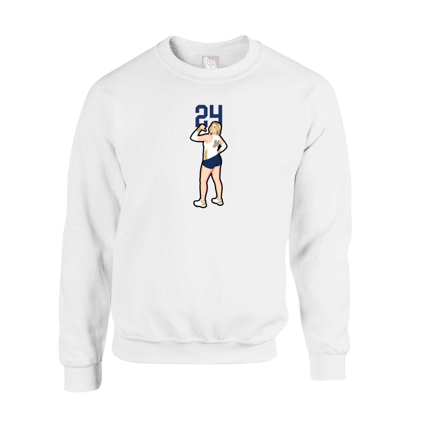 Fleece Crew — Number Top in White