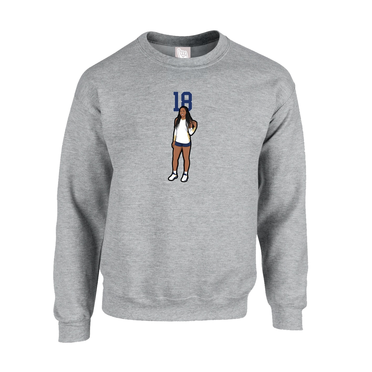 Fleece Crew — Number Top in Grey