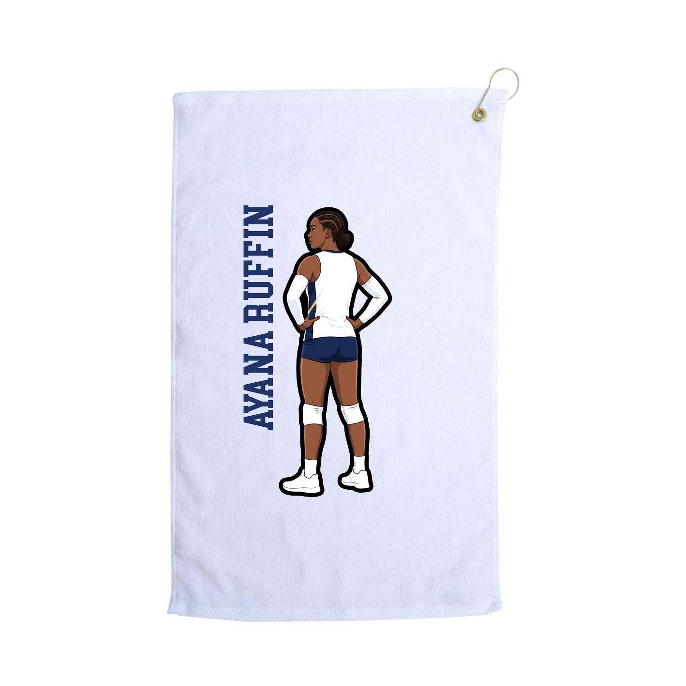 Golf Towel — Name Vertical in White
