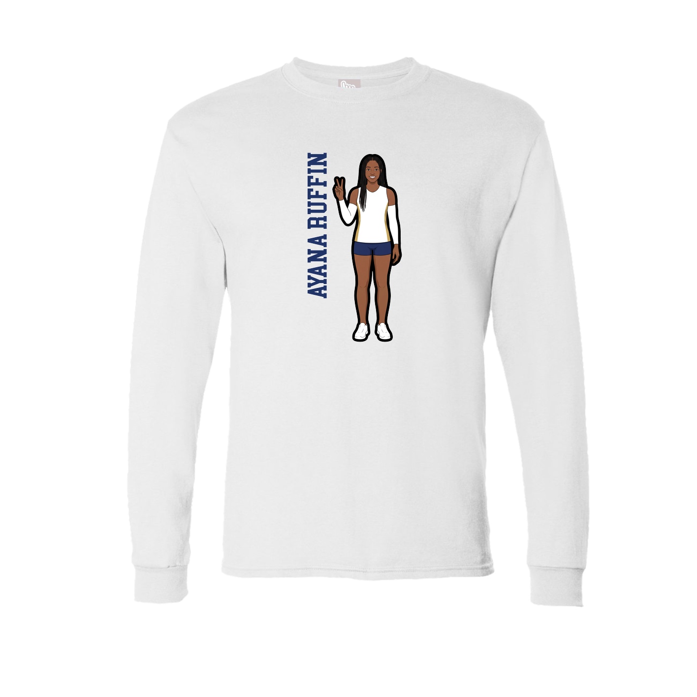 Long Sleeve Tee — Name Vertical in White