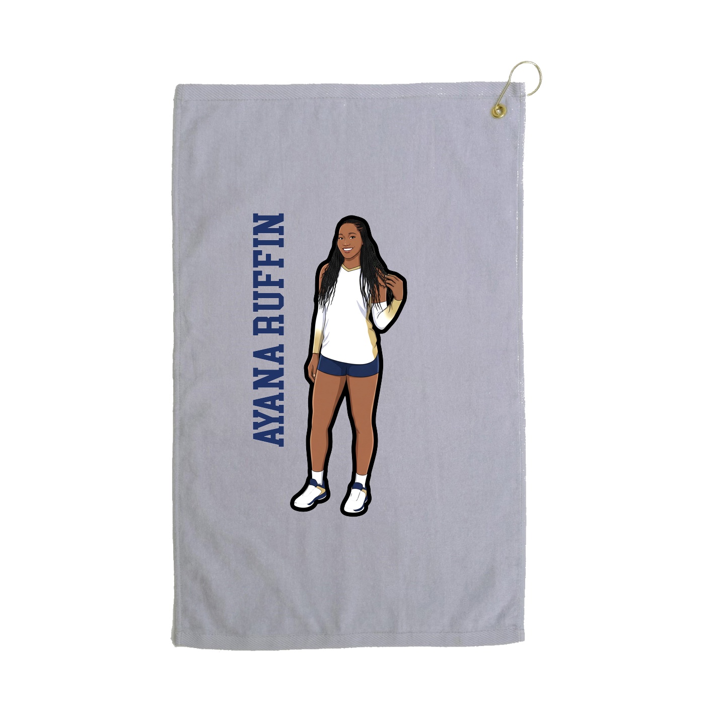 Golf Towel — Name Vertical in Grey