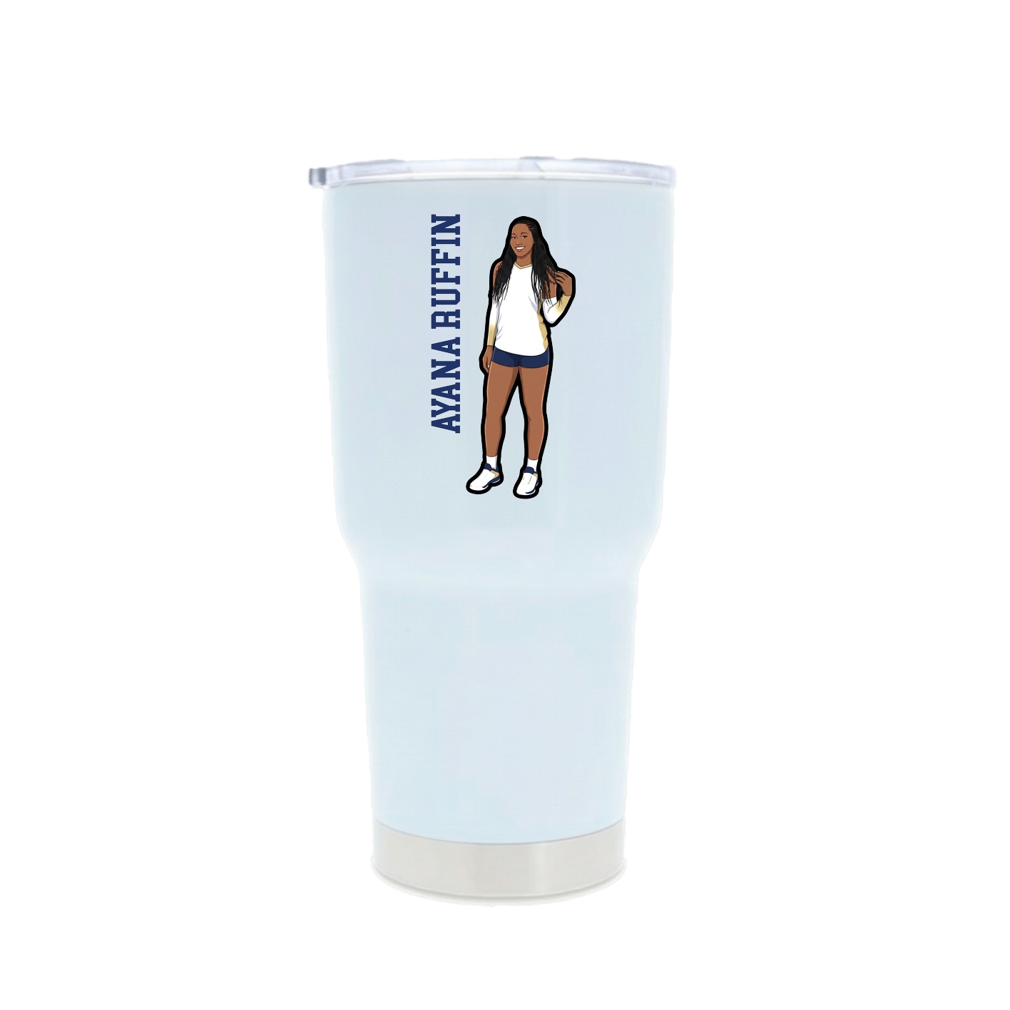 30oz Stainless Steel Tumbler — Name Vertical in White