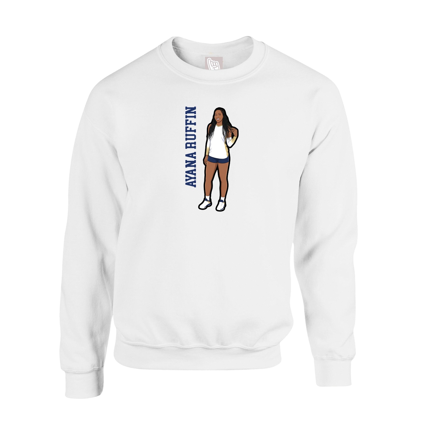 Fleece Crew — Name Vertical in White