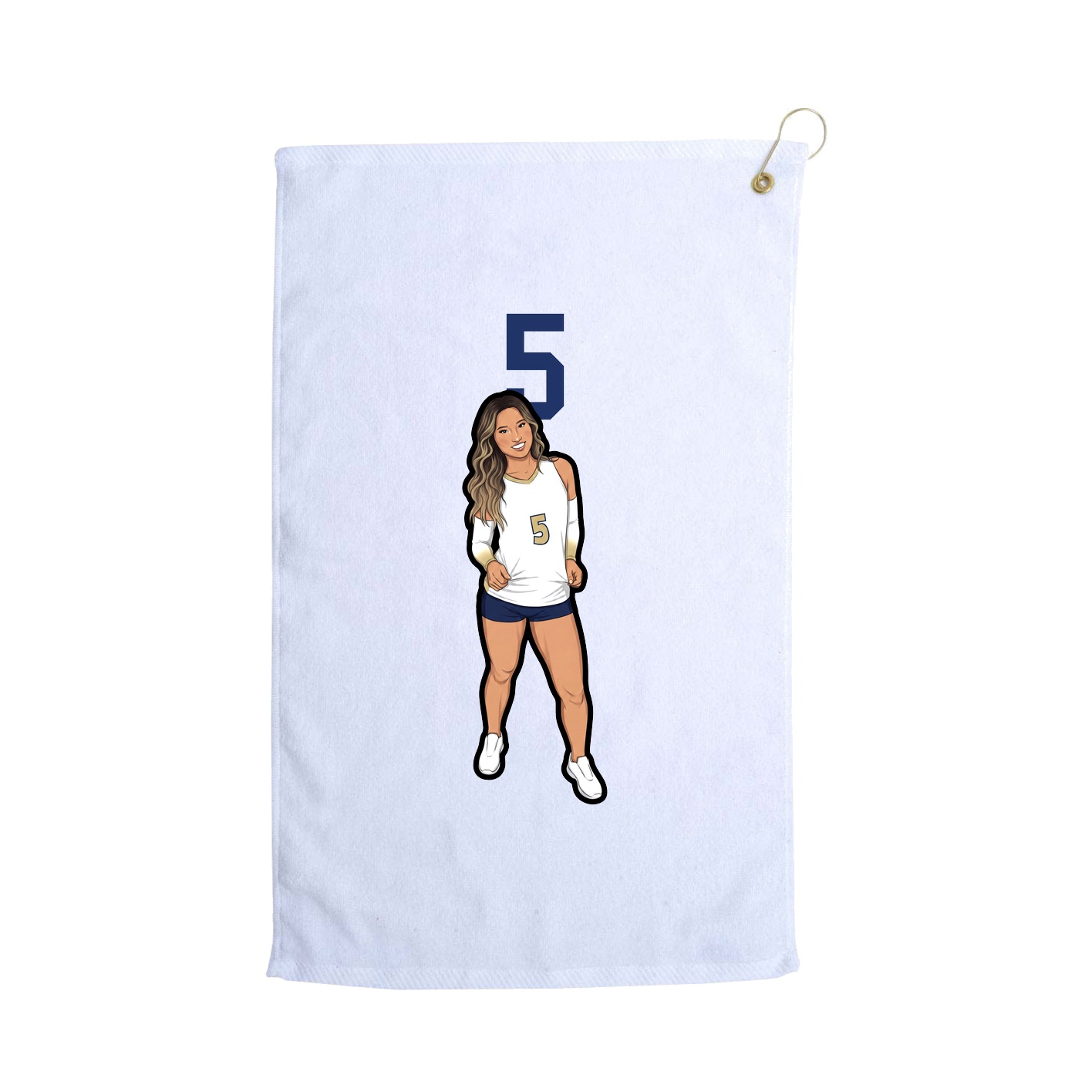 Golf Towel — Number Top in White