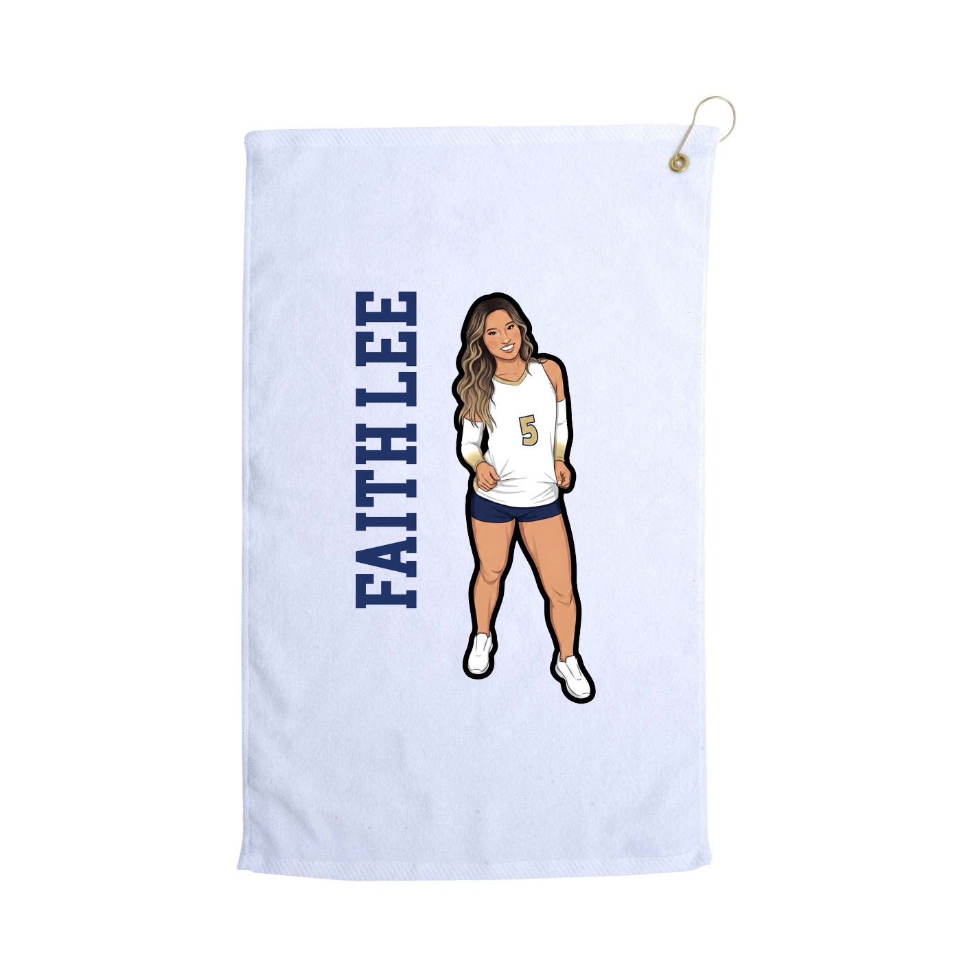 Golf Towel — Name Vertical in White