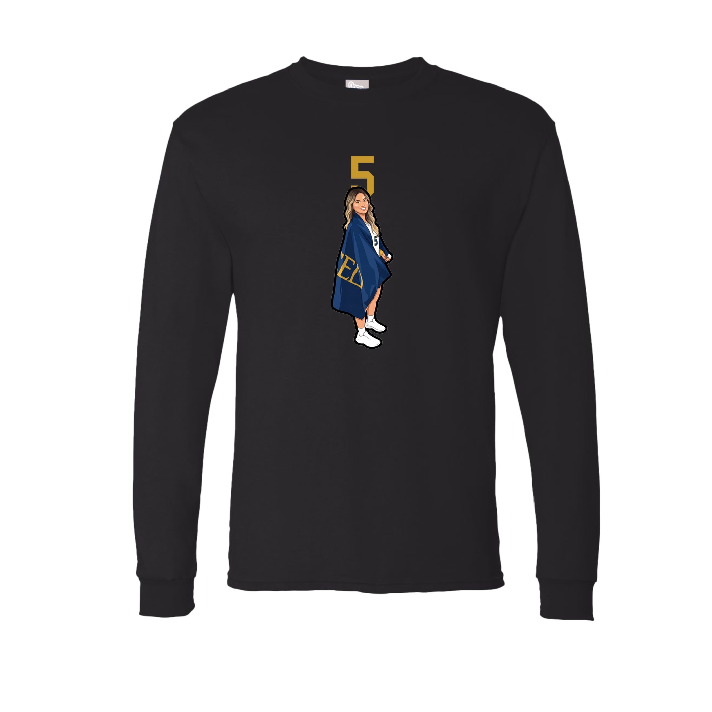Long Sleeve Tee — Number Top in Black