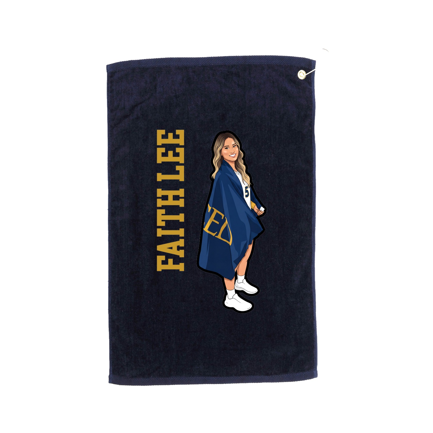 Golf Towel — Name Vertical in Navy