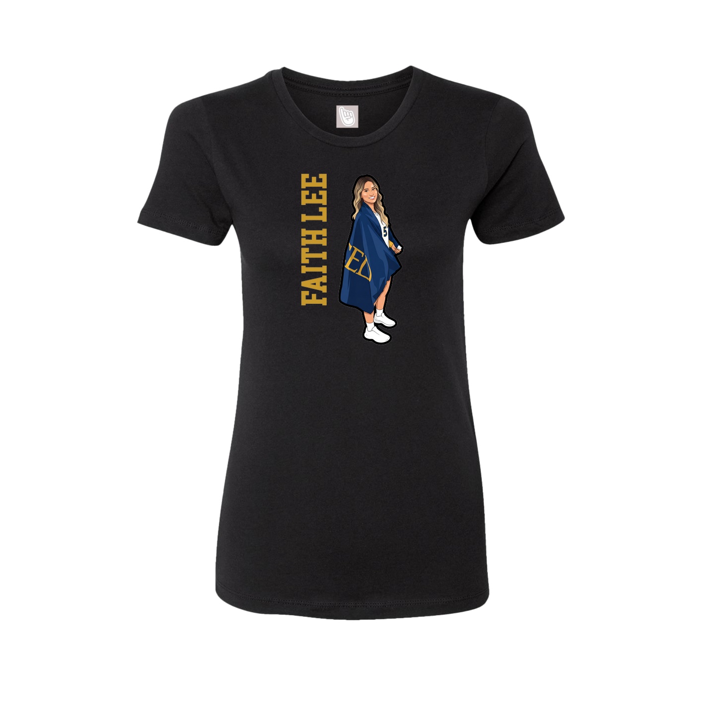 Womens Tee — Name Vertical in Black