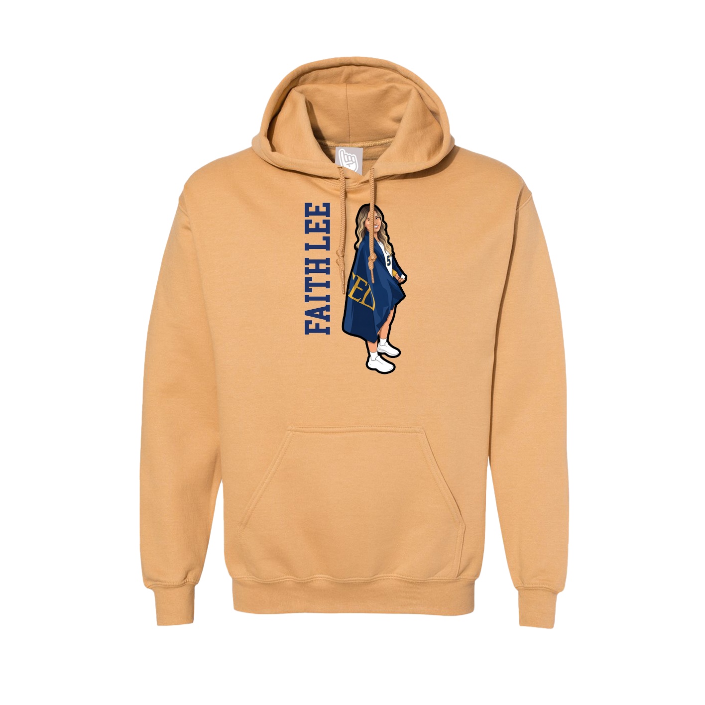 Hoodie — Name Vertical in Vegas Gold