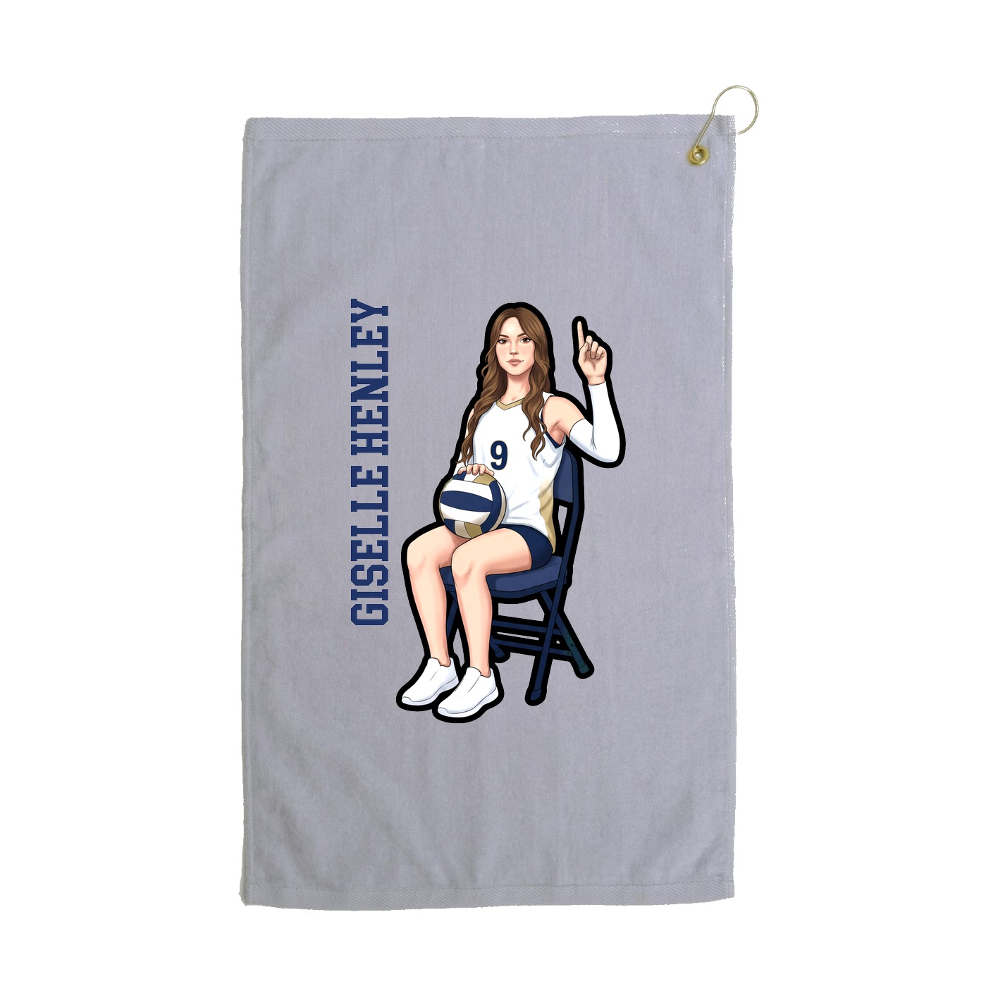 Golf Towel — Name Vertical in Grey