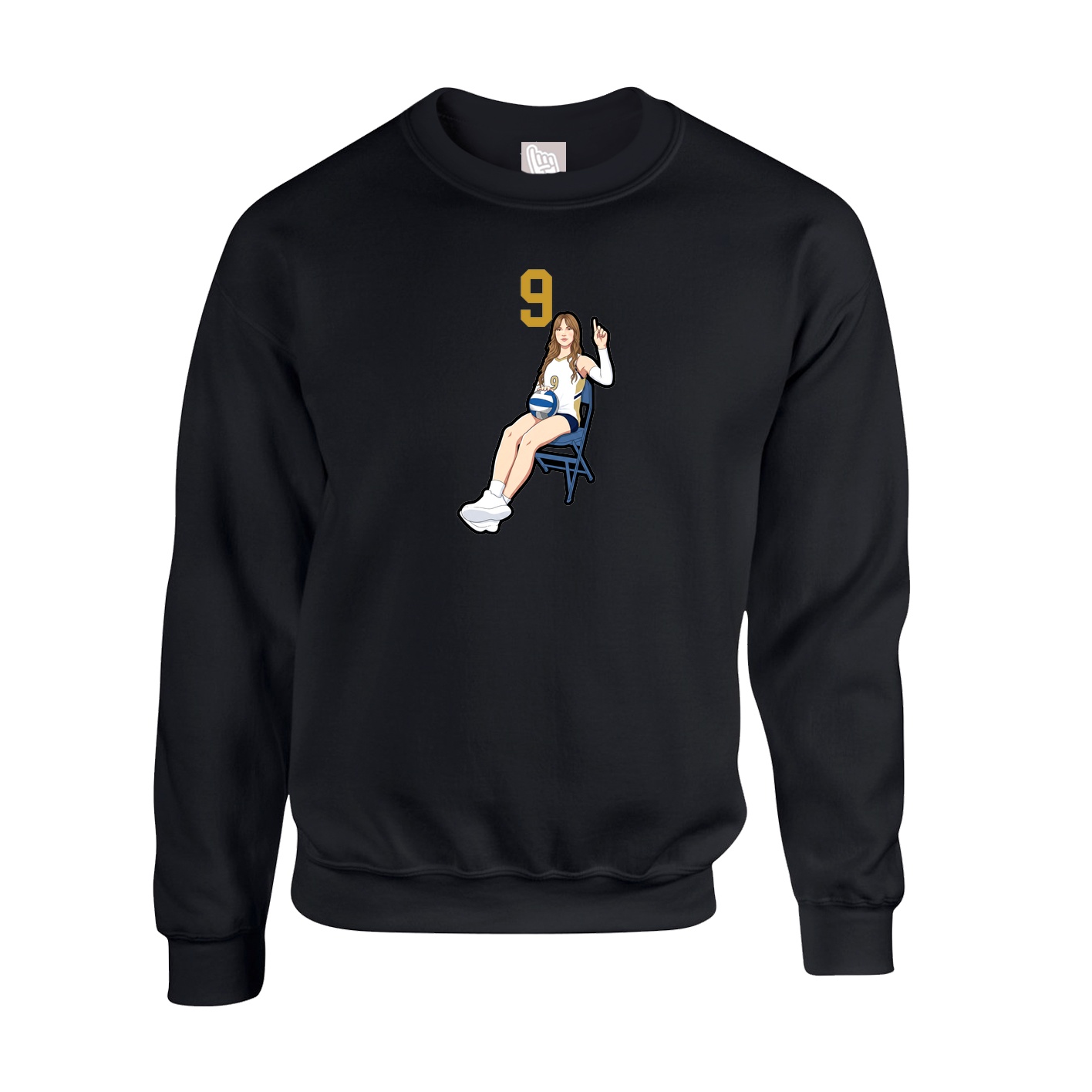 Fleece Crew — Number Top in Black