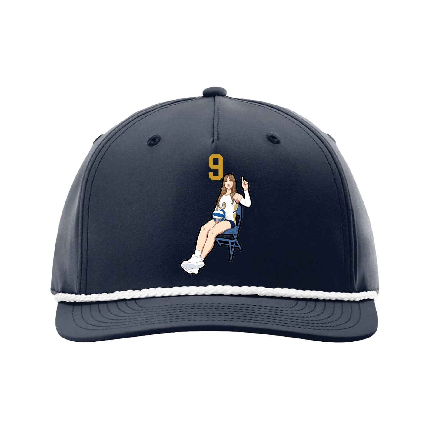 Five-Panel Classic Rope Cap — Number Top in Navy