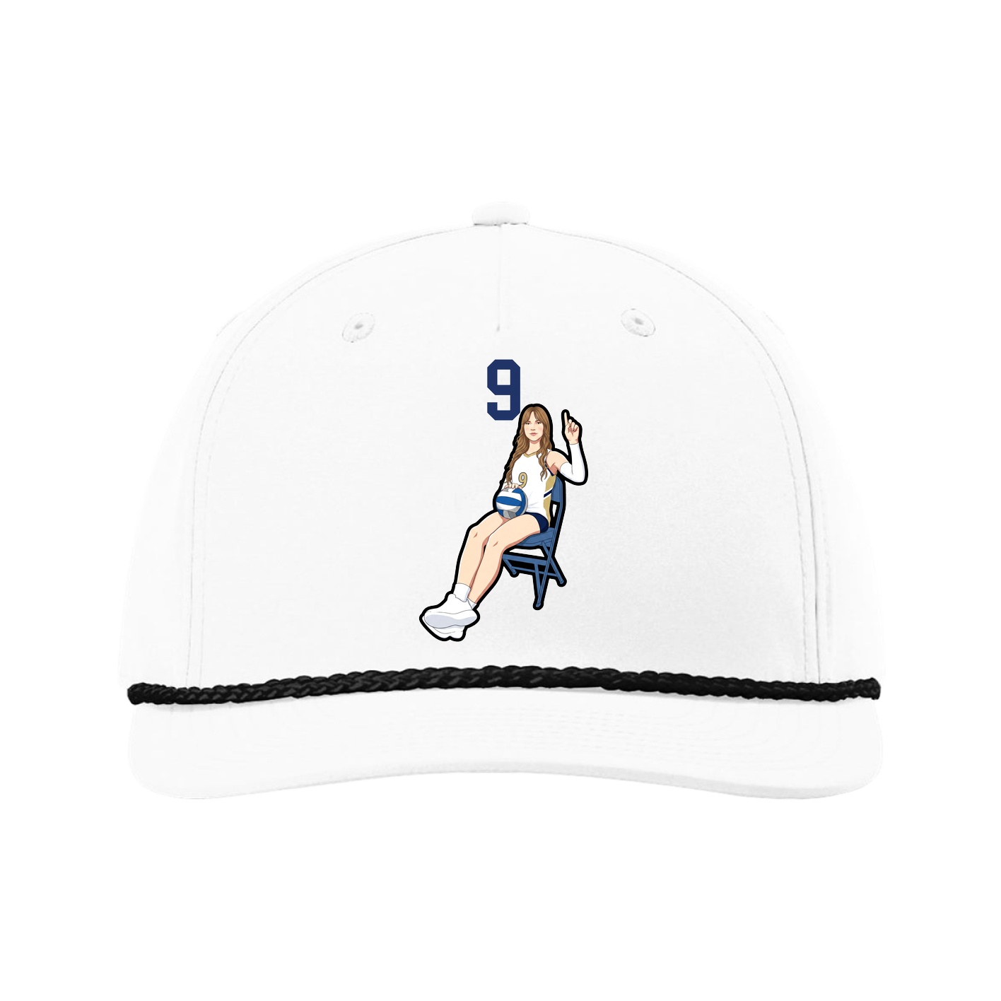 Five-Panel Classic Rope Cap — Number Top in White