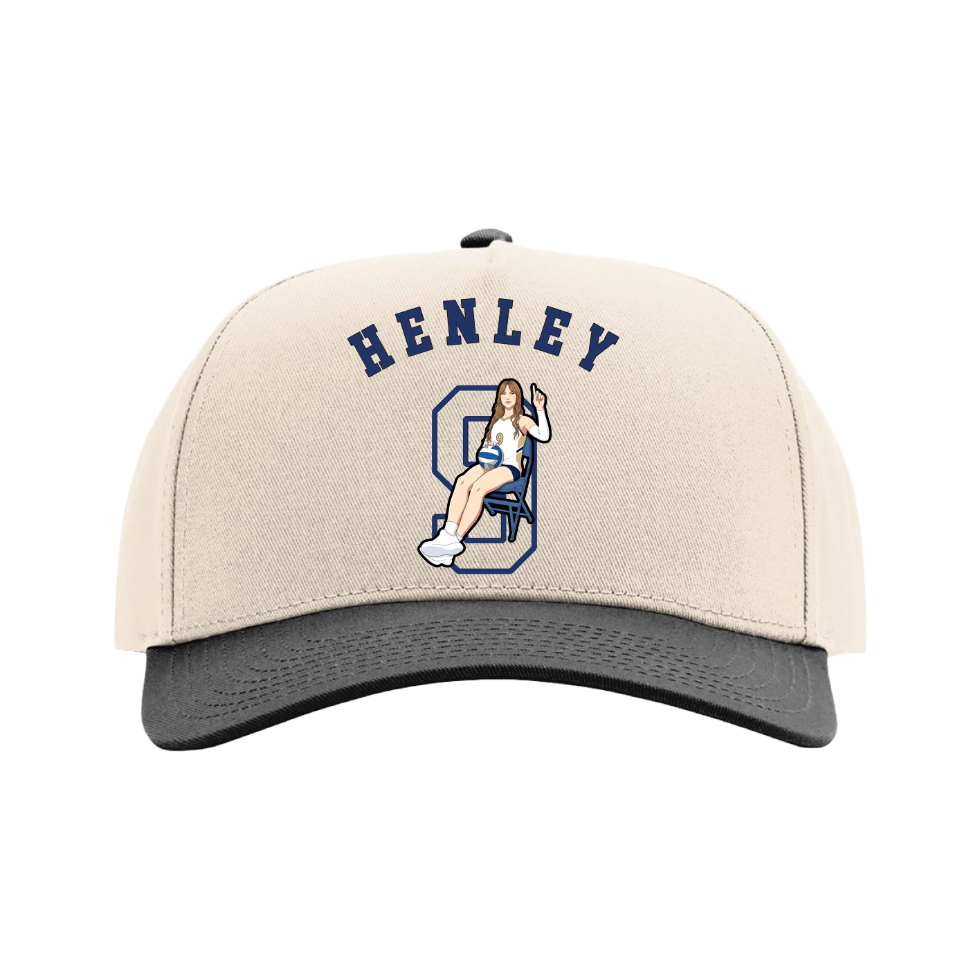 Full Fabric Five-Panel Champ Cap — Shirsey Arch in Cream/Black