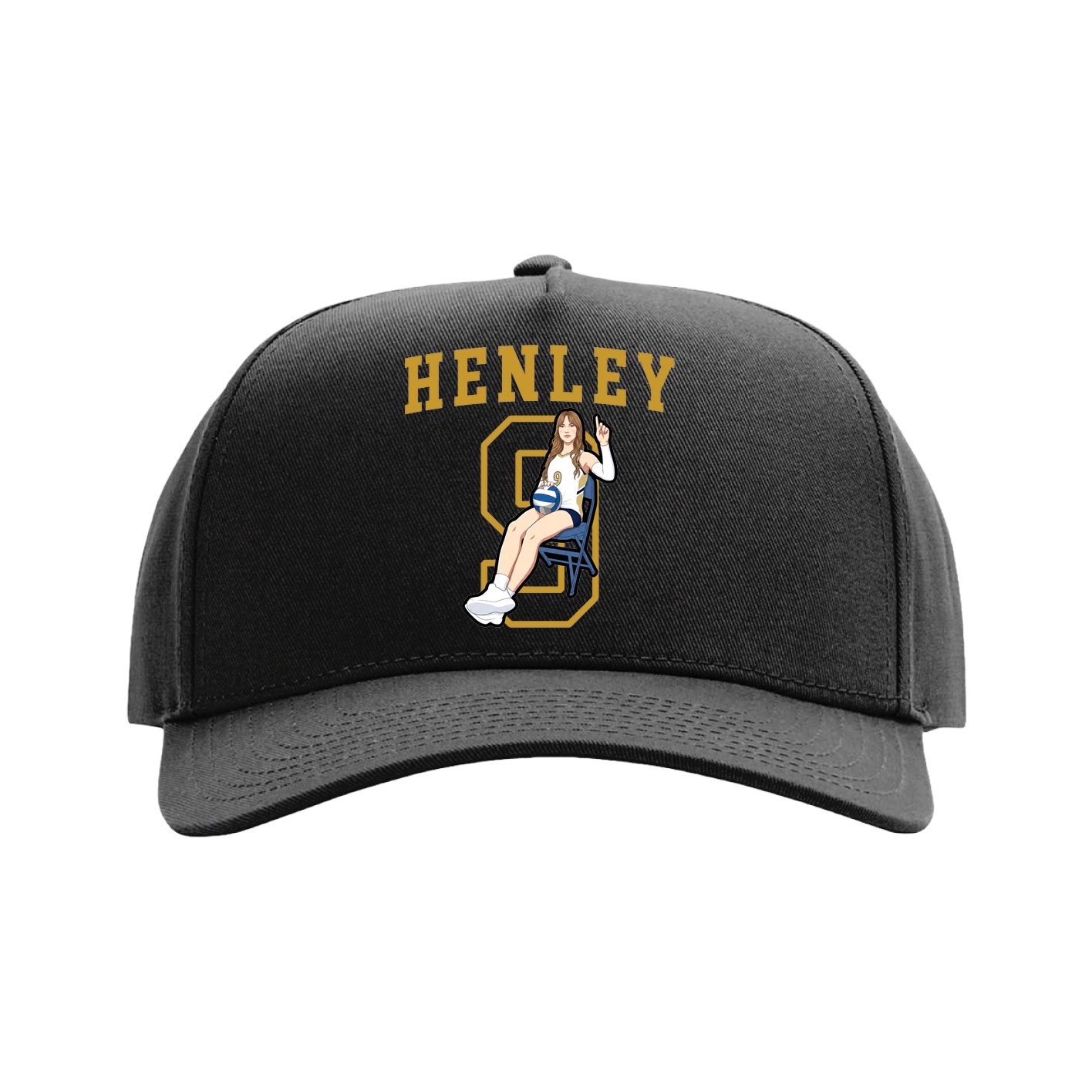 Full Fabric Five-Panel Champ Cap — Shirsey in Black