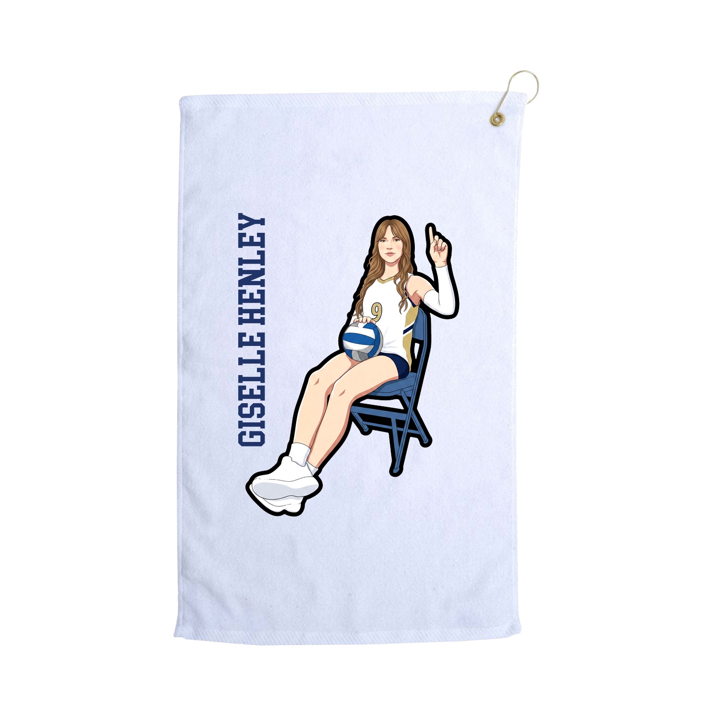 Golf Towel — Name Vertical in White